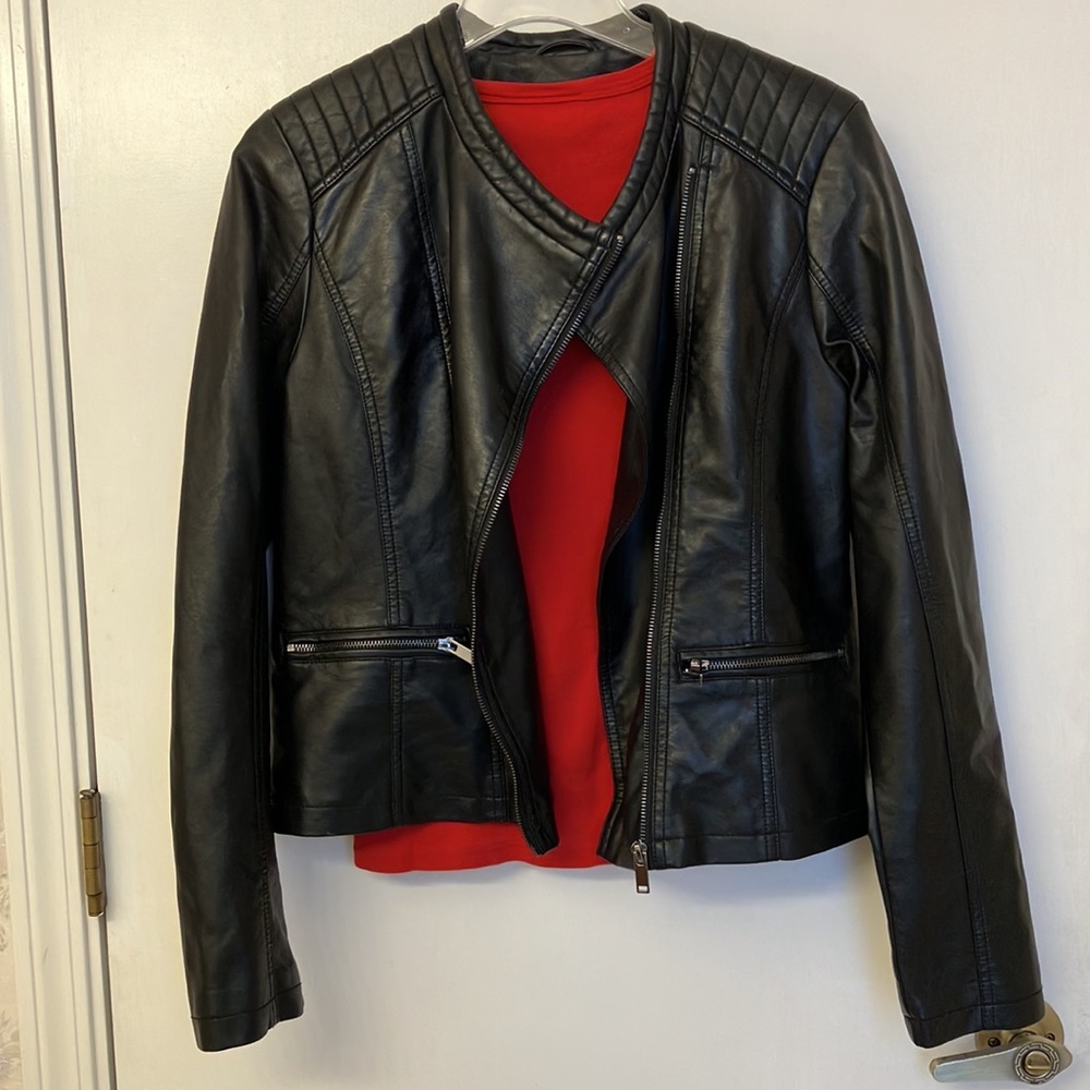 Attention Faux Leather Asymmetrical Moto Jacket